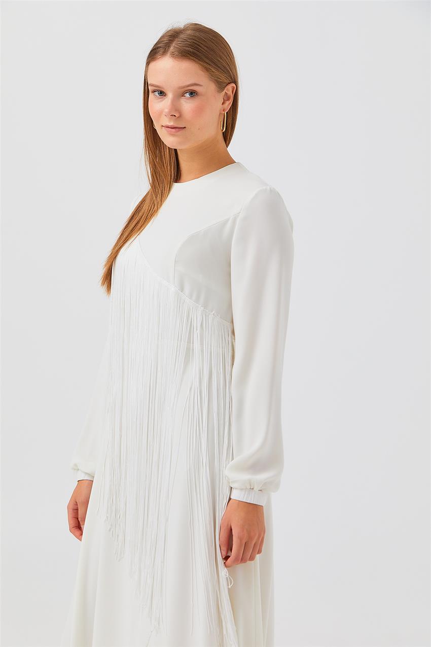 V20YELB17035-20 فستان-أبيض