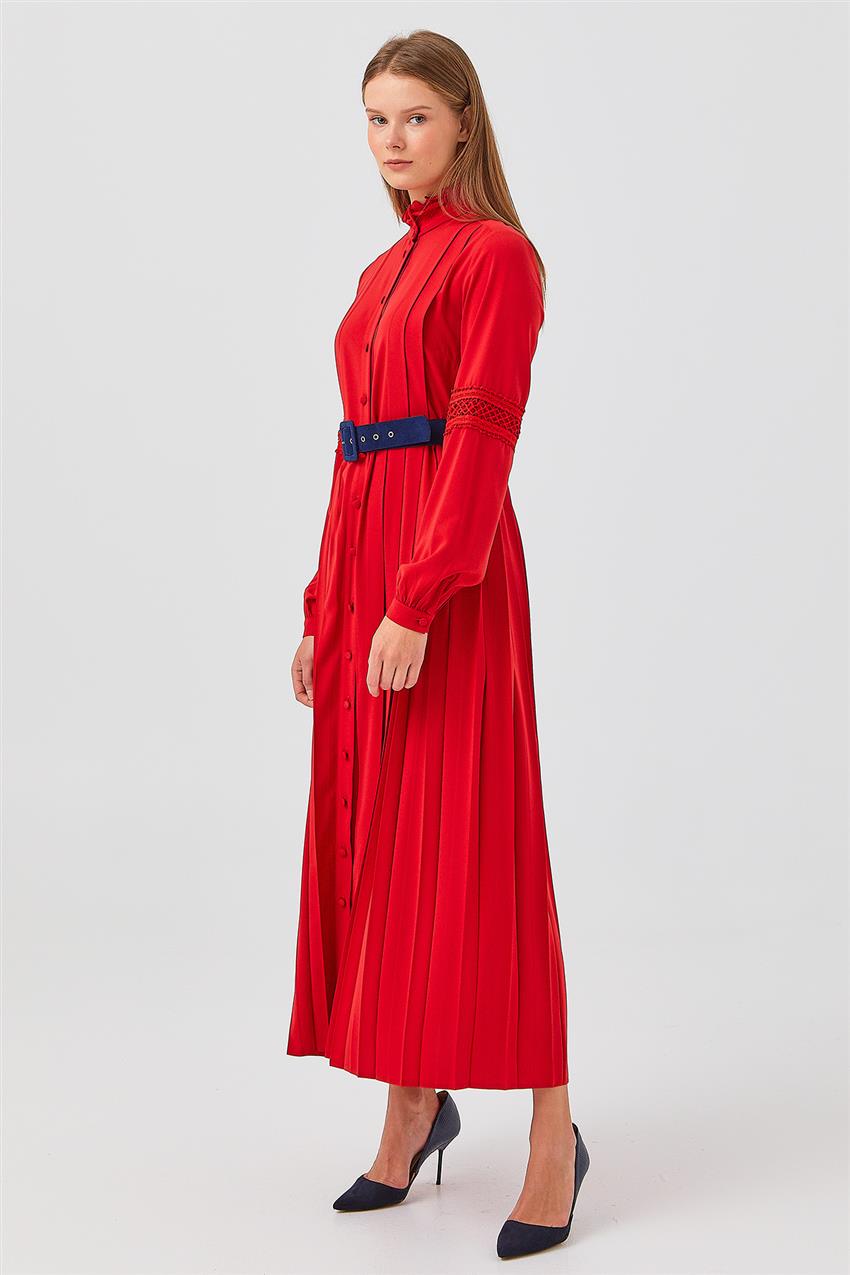 Piliseli Kırmızı Elbise