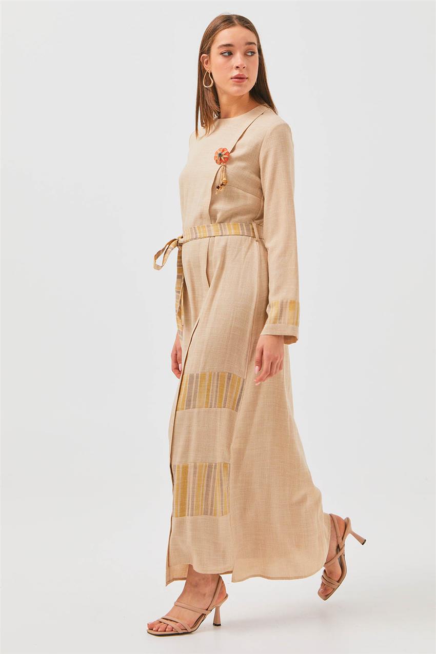 Doğal Kumaşlı Safran Elbise