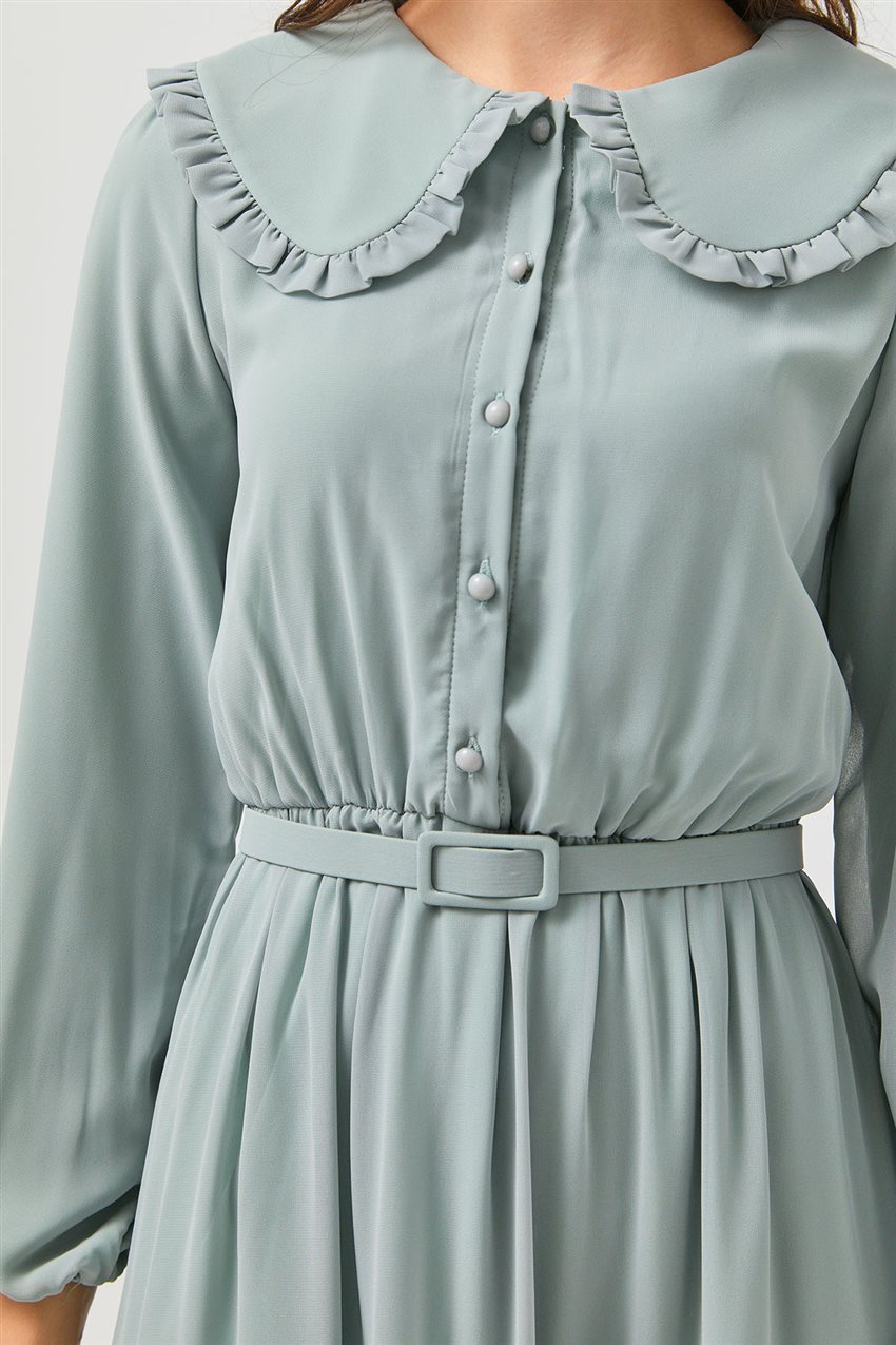 Volanlı Mint Elbise