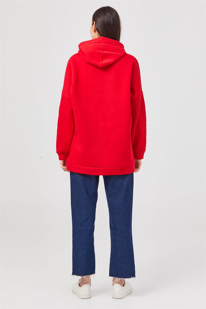Anime Baskılı Kırmızı Sweatshirt