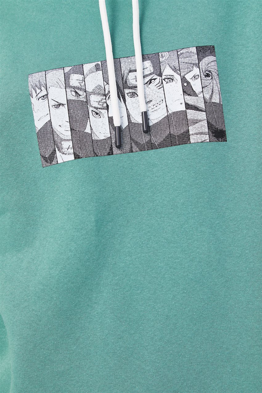 Anime Baskılı Mint Sweatshirt