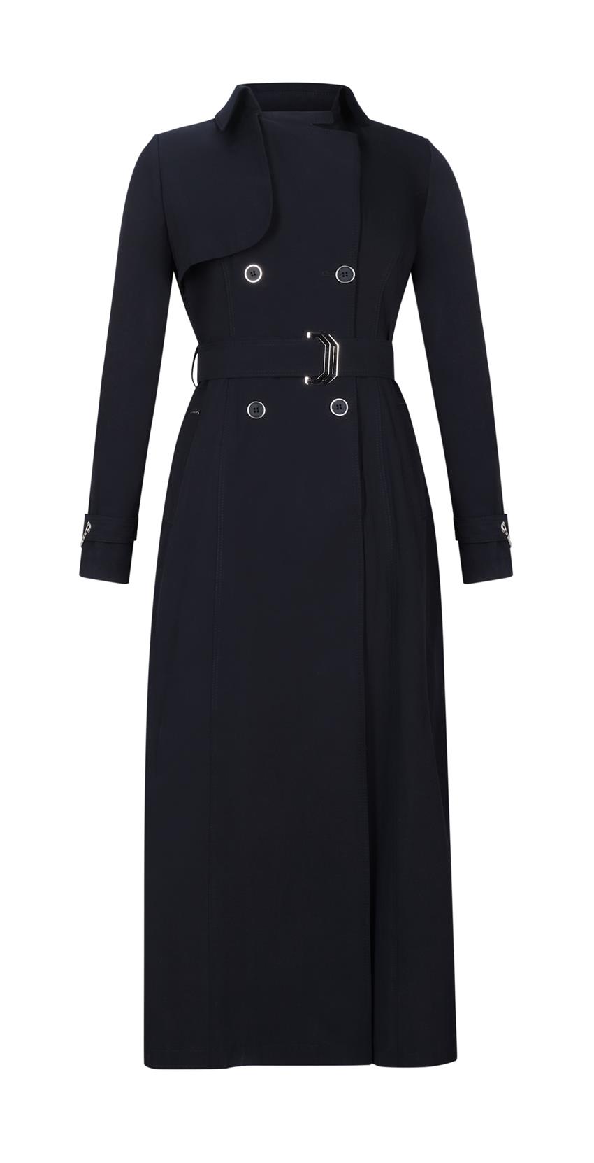 Zühre Chain and Belt Detailed Navy Blue Trench Coat 12615 Z22YB12615ZB100001-R1150