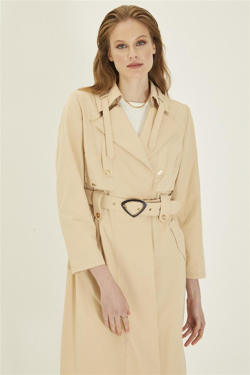 Zühre breasted collar and arched stone trench coat 129222KP100001-R1255