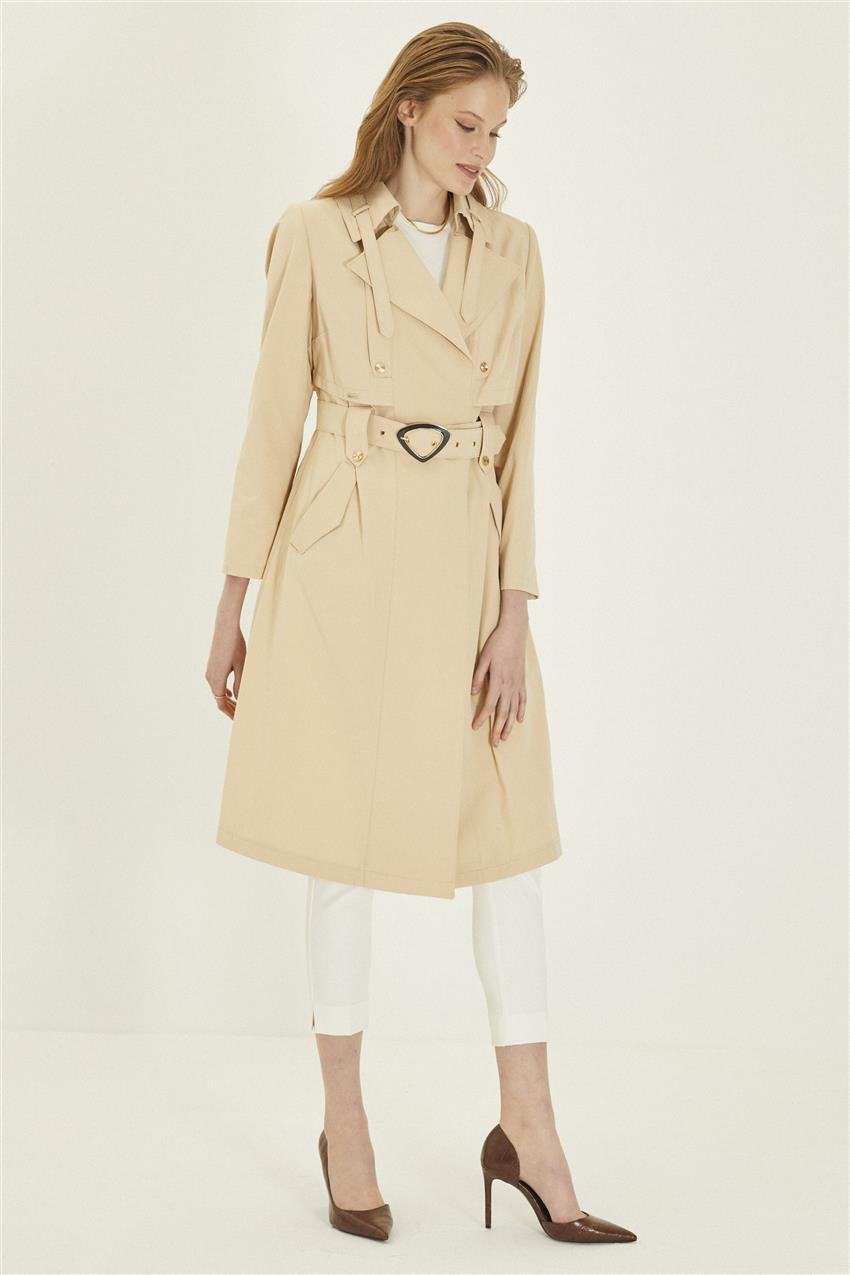 Zühre breasted collar and arched stone trench coat 129222KP100001-R1255