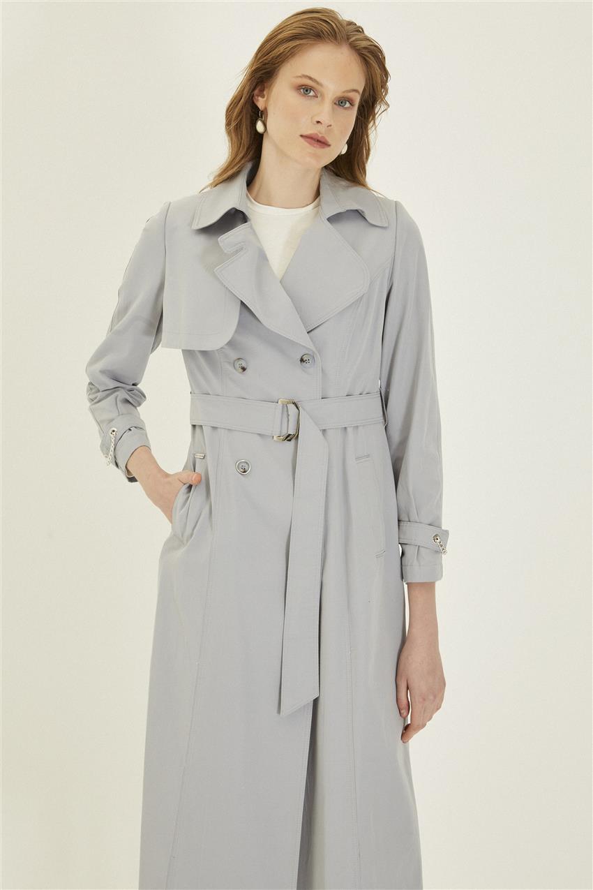 Zühre Chain and Belt Detailed Blue Trench Coat 12615 Z22YB12615ZB100001-R1171