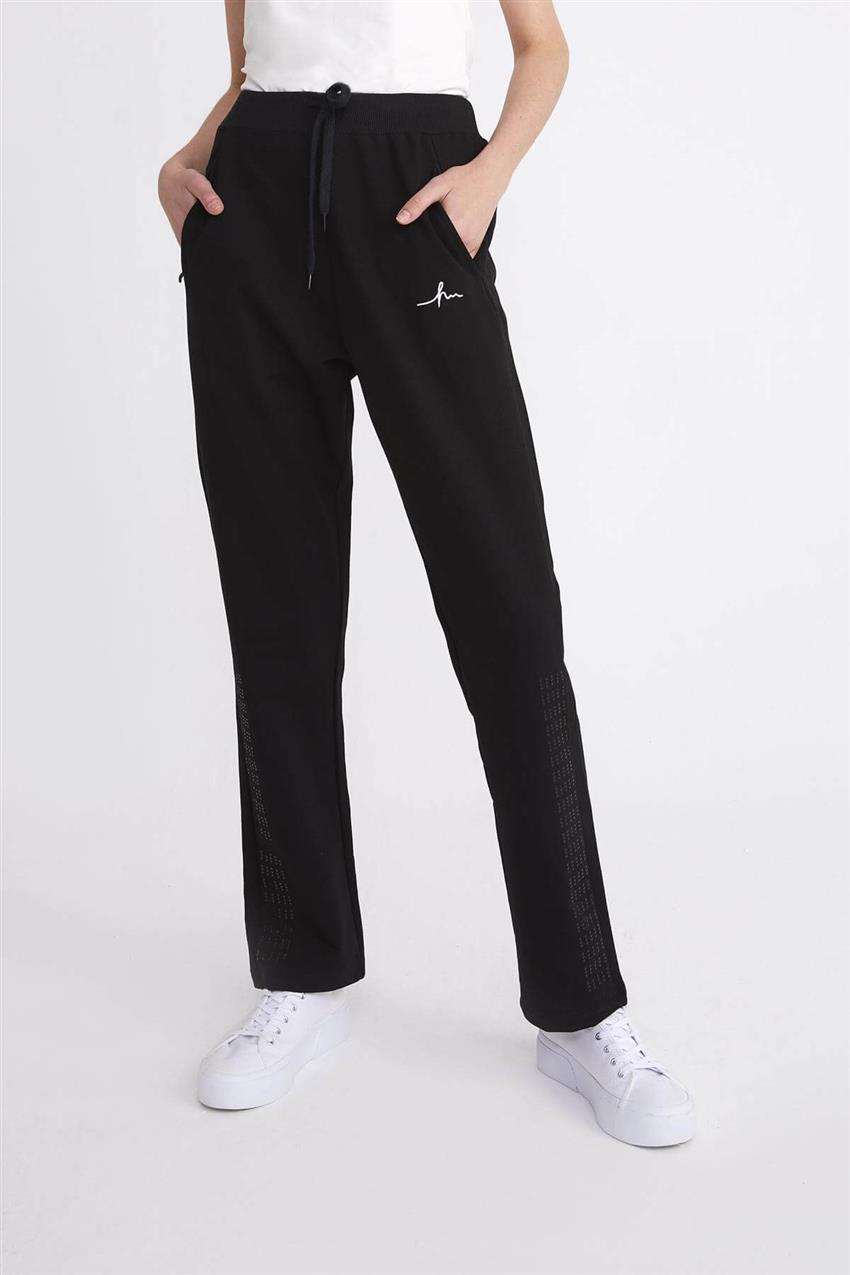 Haşema Siyah Pul Nakış Detaylı Boru Paça Pantolon HSM-07-3XL-Sİ