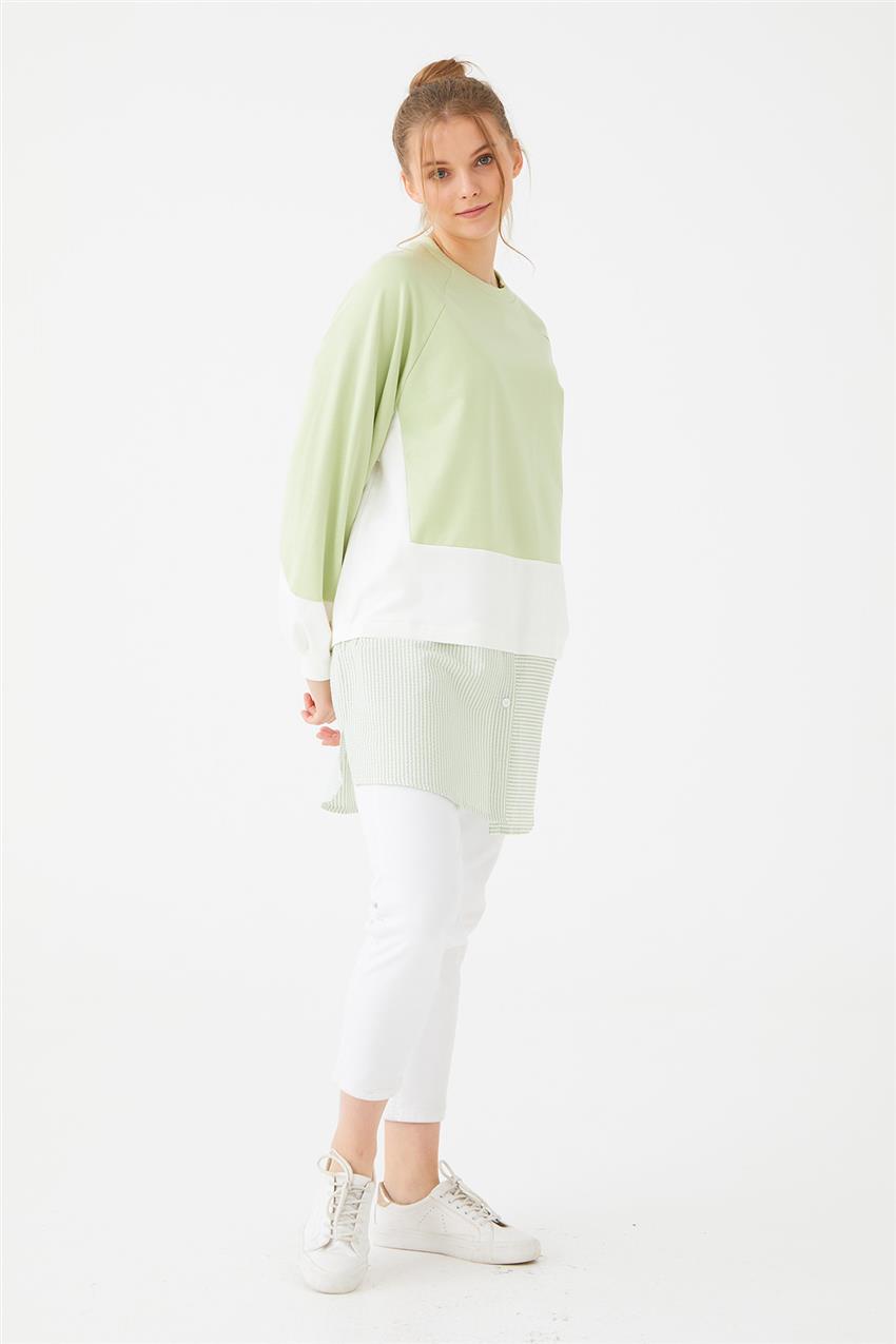 Eteği Gömlek Detay Mint Sweatshirt