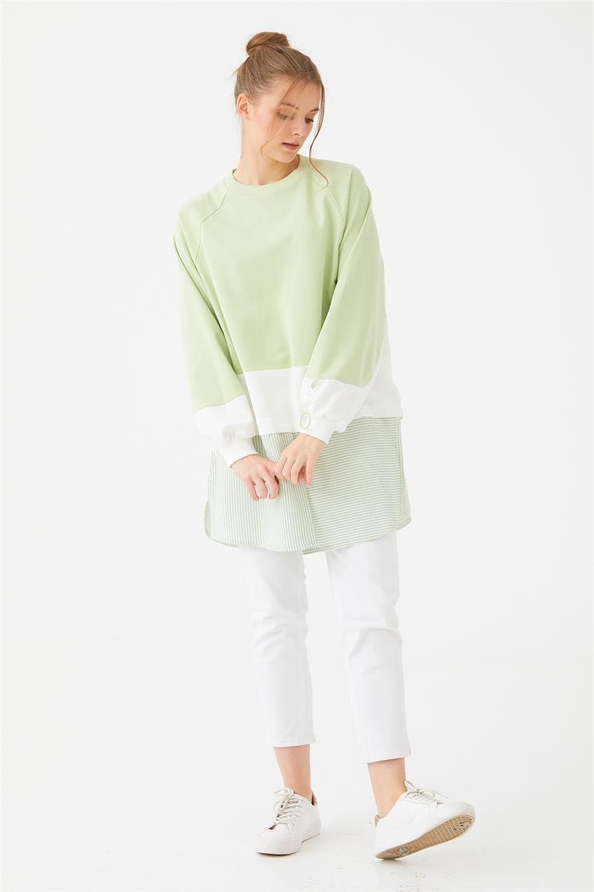Eteği Gömlek Detay Mint Sweatshirt