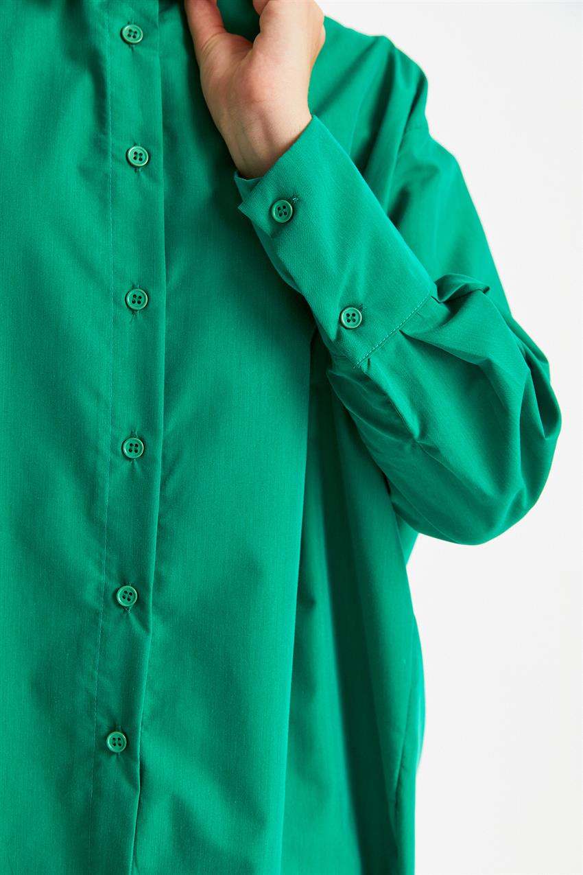 Basıc Oversize Yeşil Gömlek