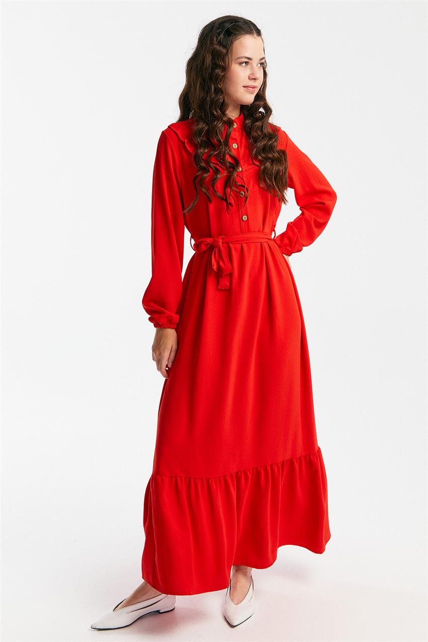 Kemerli Kırmızı Elbise