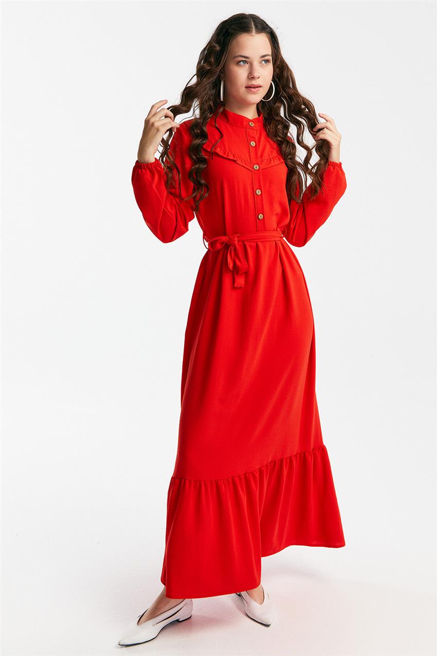 Kemerli Kırmızı Elbise