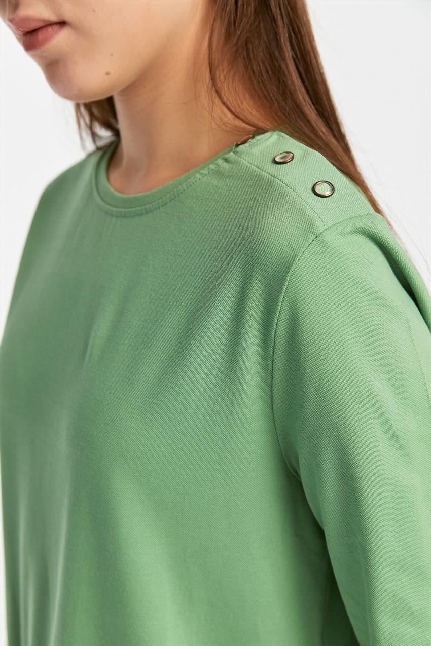Garnili Fıstık Yeşili Sweatshirt / Tunik