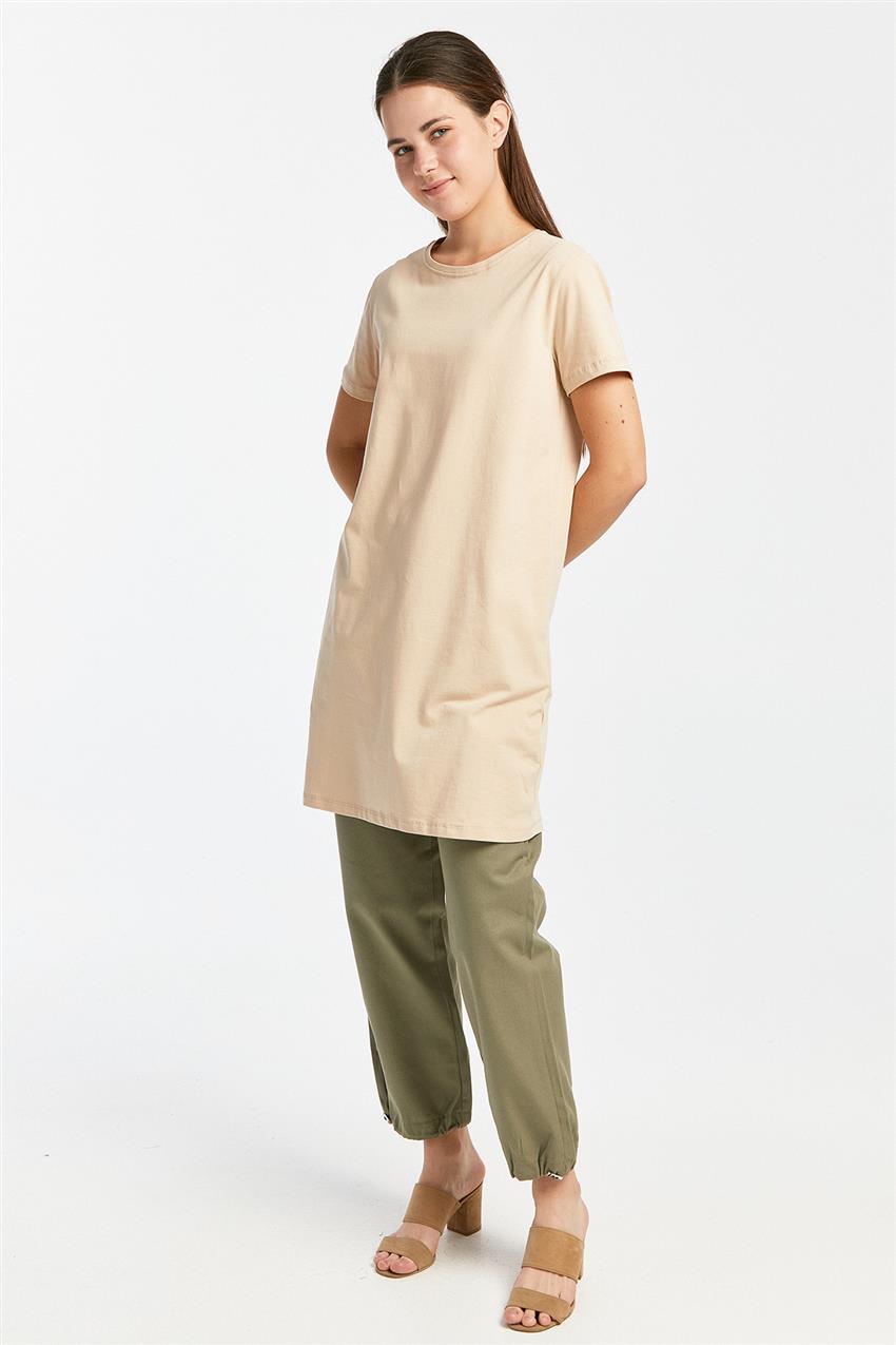 Oversize Basic Bej T-Shirt 