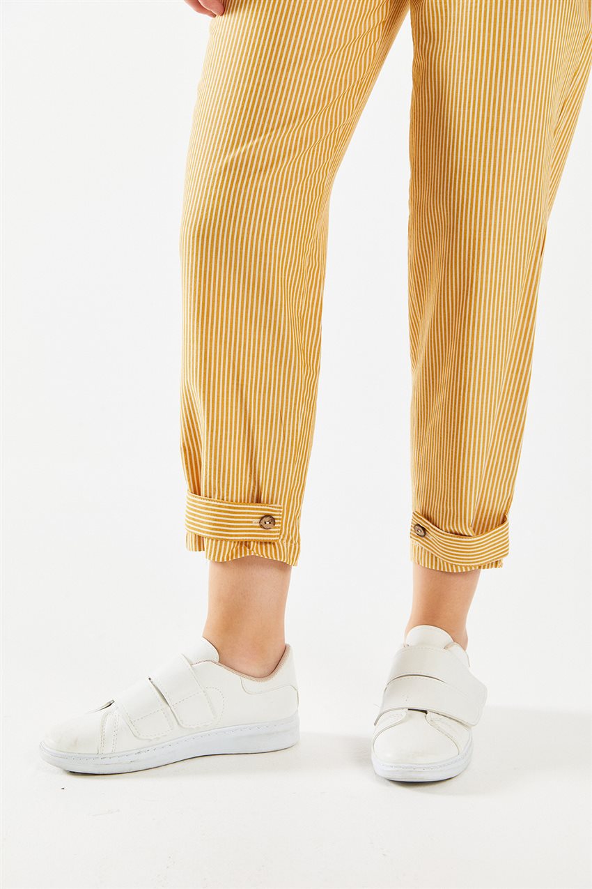 Çizgili Sarı Pantolon