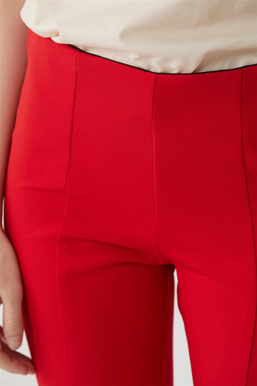 Yırtmaçlı İspanyol Paça Kırmızı Pantolon