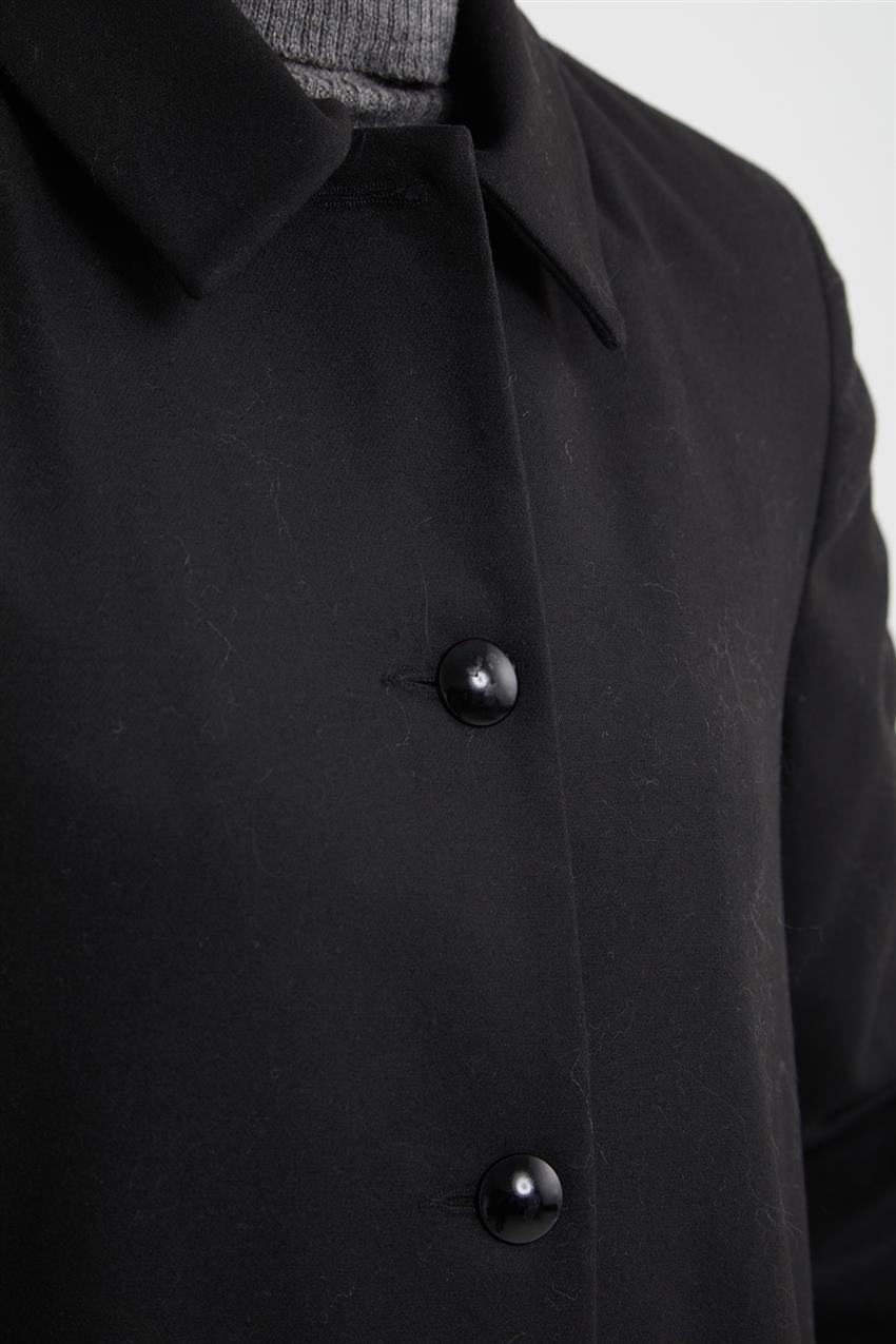 Düğmeli Gömlek Yaka Siyah Kap