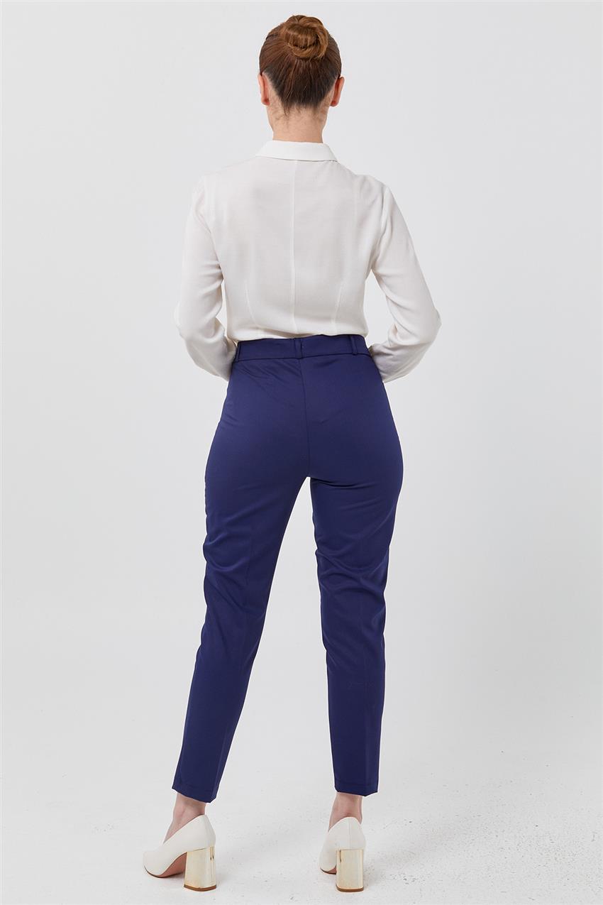 Cep Detaylı Dikişli Koyu Mavi Pantolon