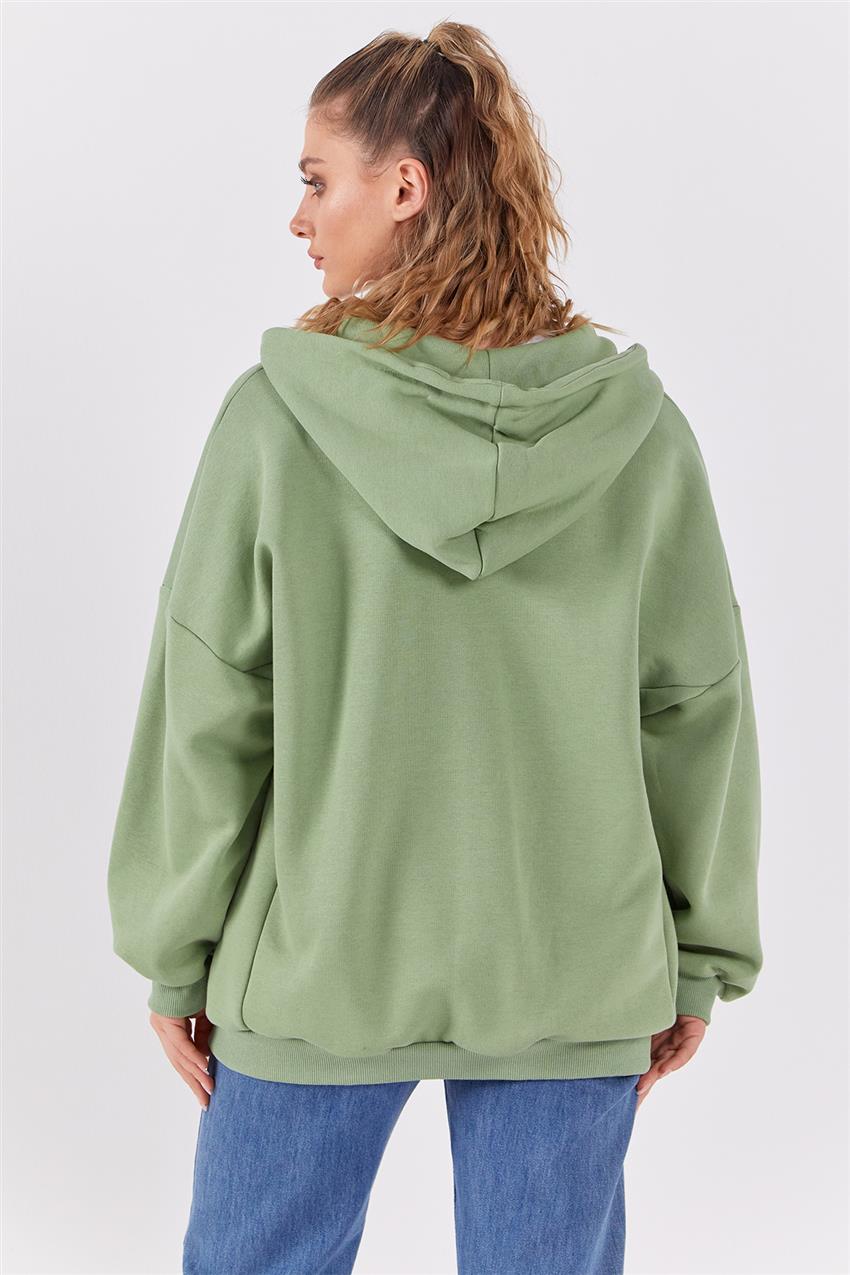 Parça Dikişli Mint Yeşili Sweatshirt / Hırka 