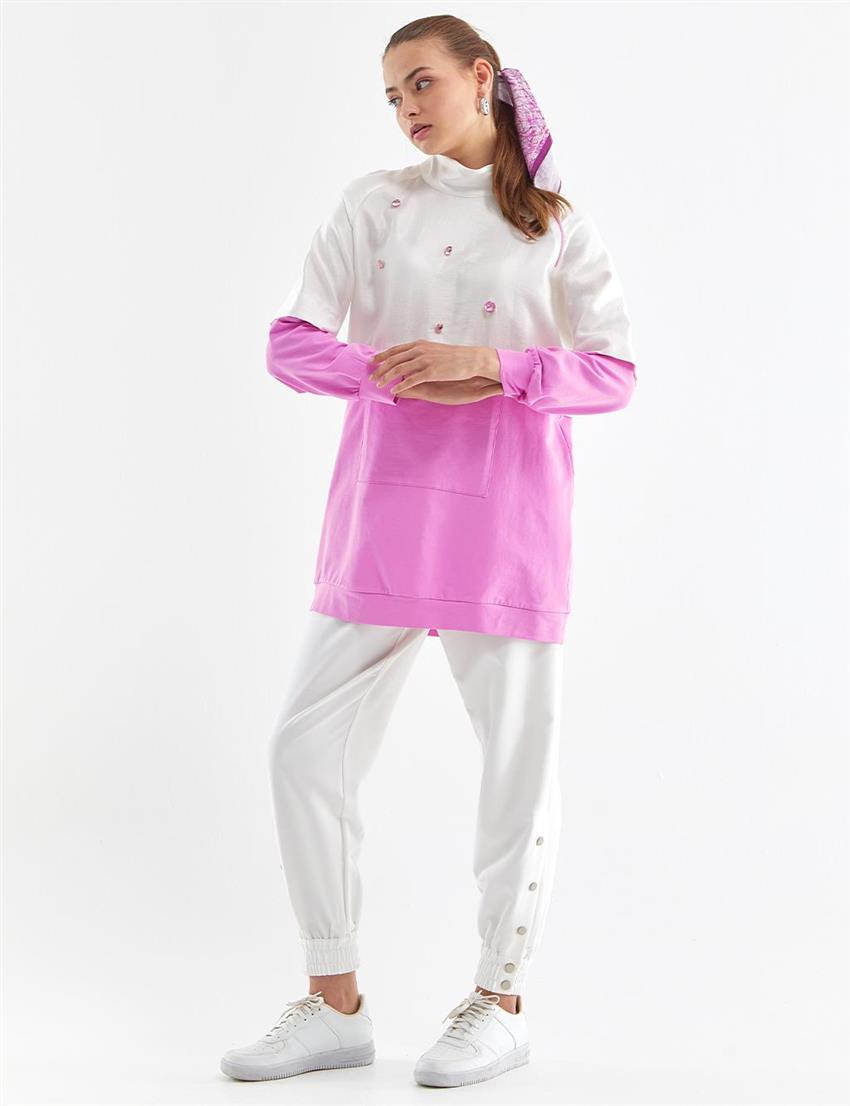Sweatshirt-Ecru Pink KA-B23-31016-35-220