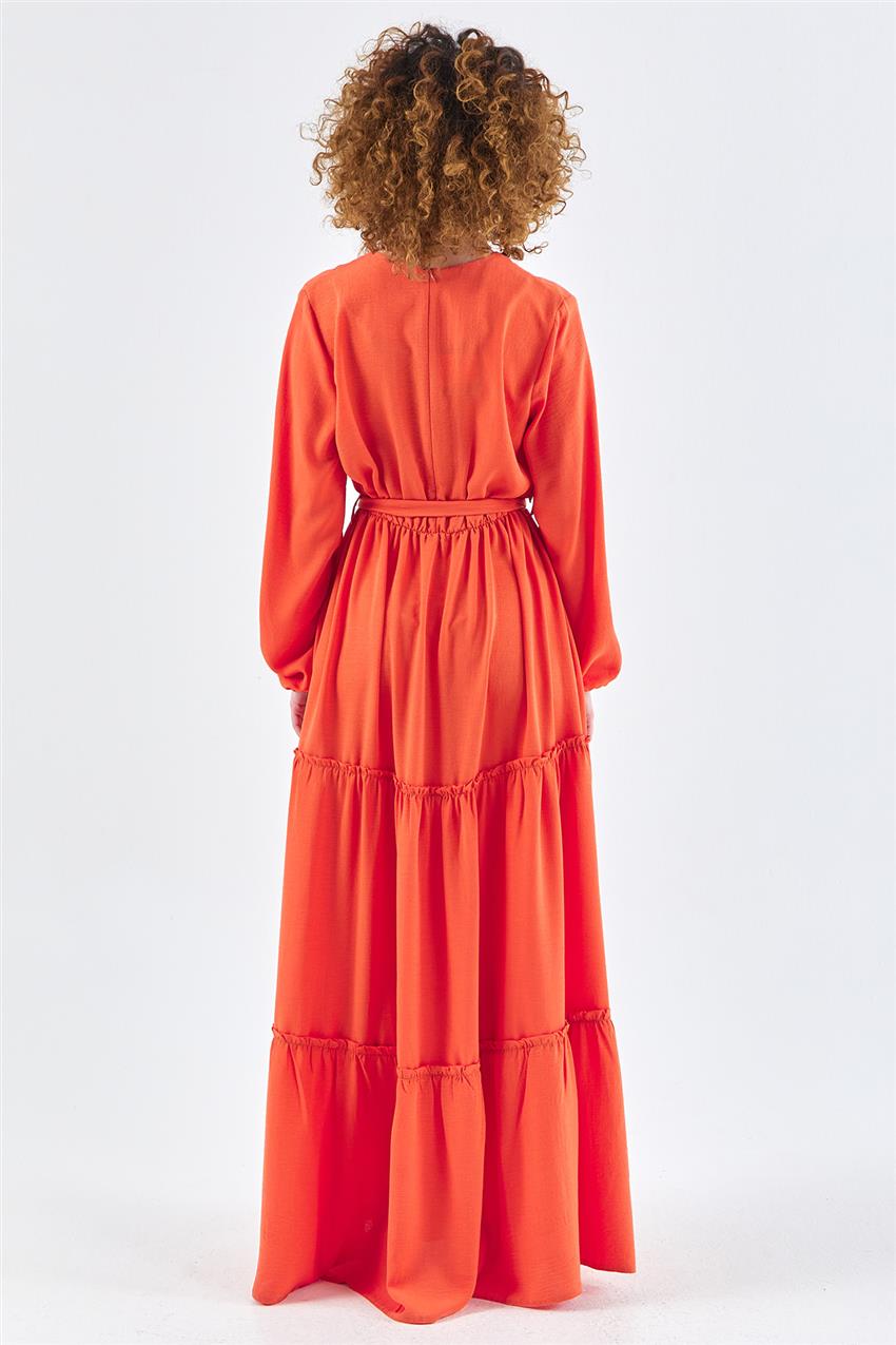 145-58 فستان-أحمر قرميدي