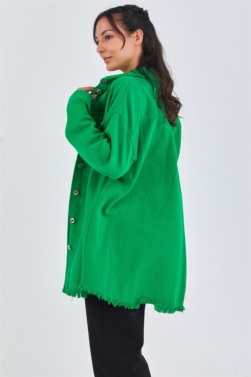 Cep Kapağı İşlemeli Benetton Yeşil Gömlek