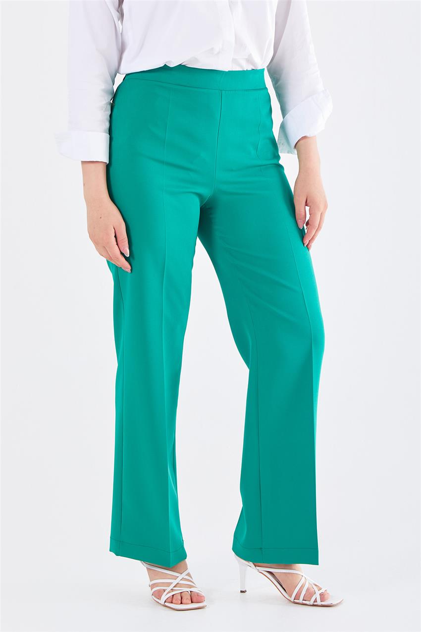 Arkası Lastikli Yeşil Kumaş Pantolon