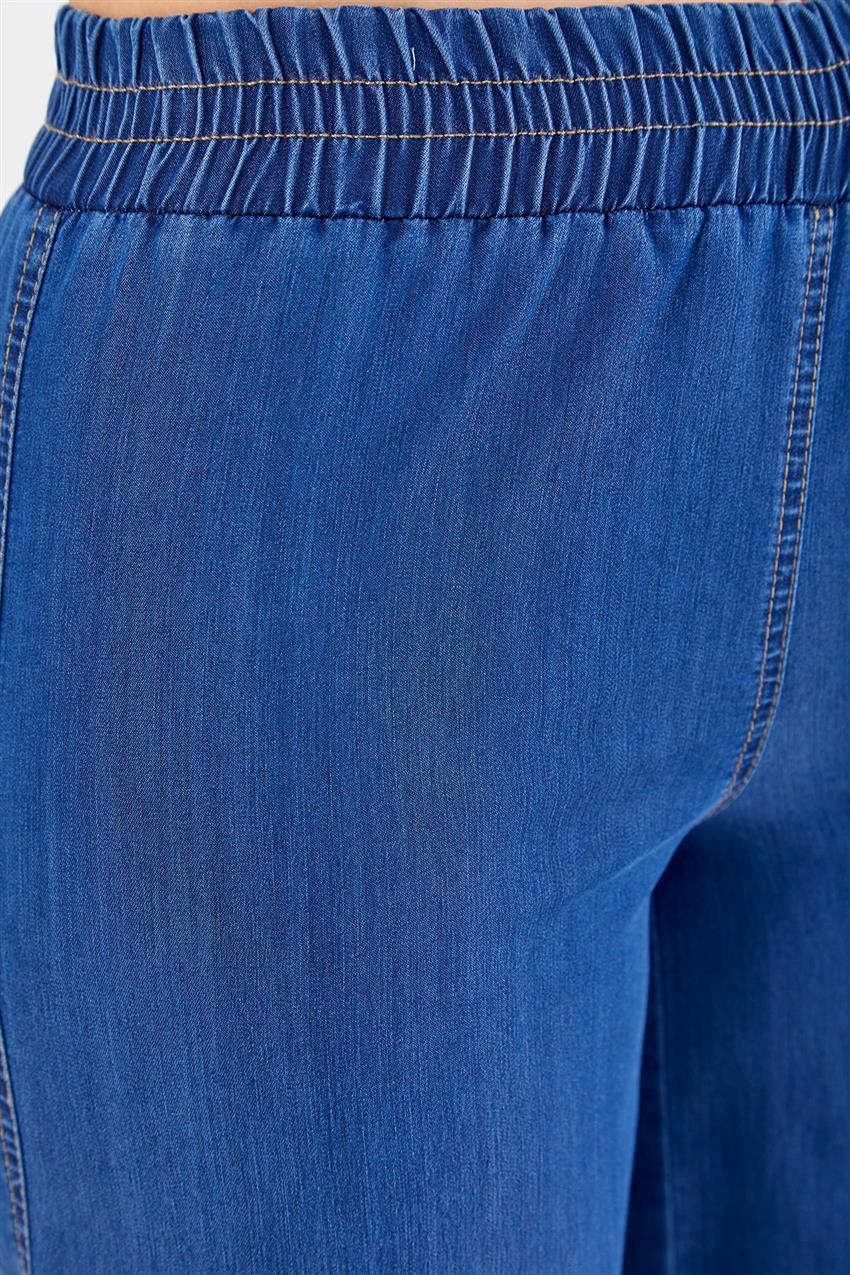 Geniş Paça Mavi Tencel Pantolon