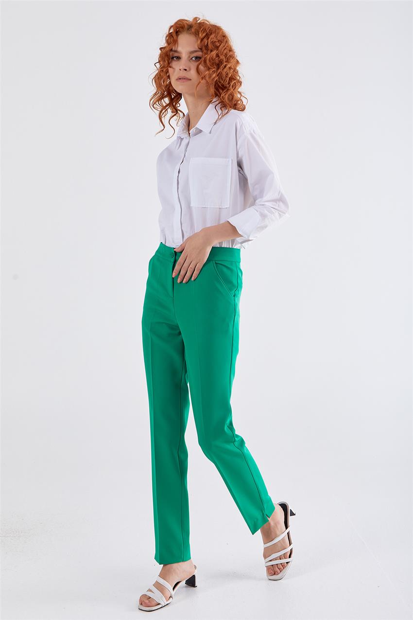 Slim Fit Yeşil Kumaş Pantolon