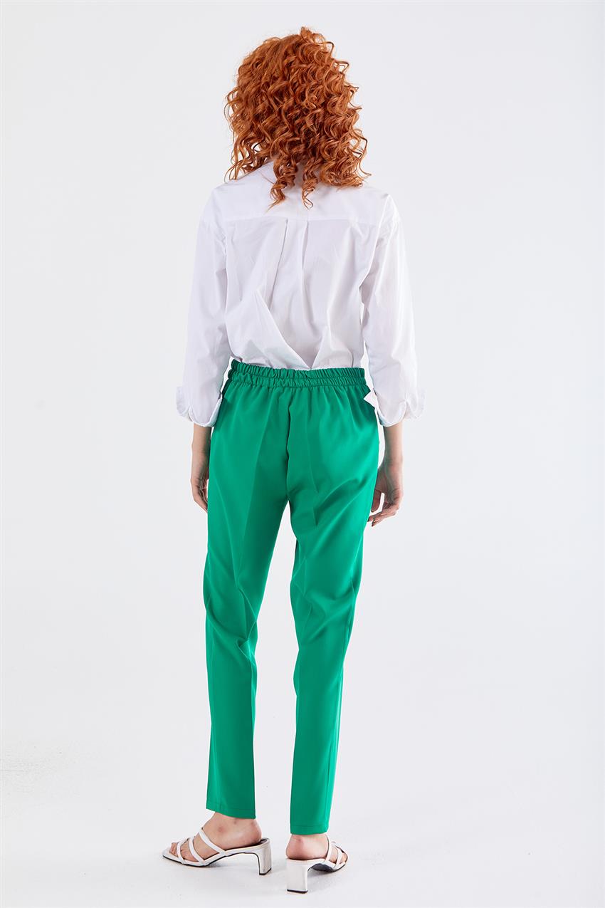 Arkası Lastikli Ütü İzli Yeşil Pantolon 
