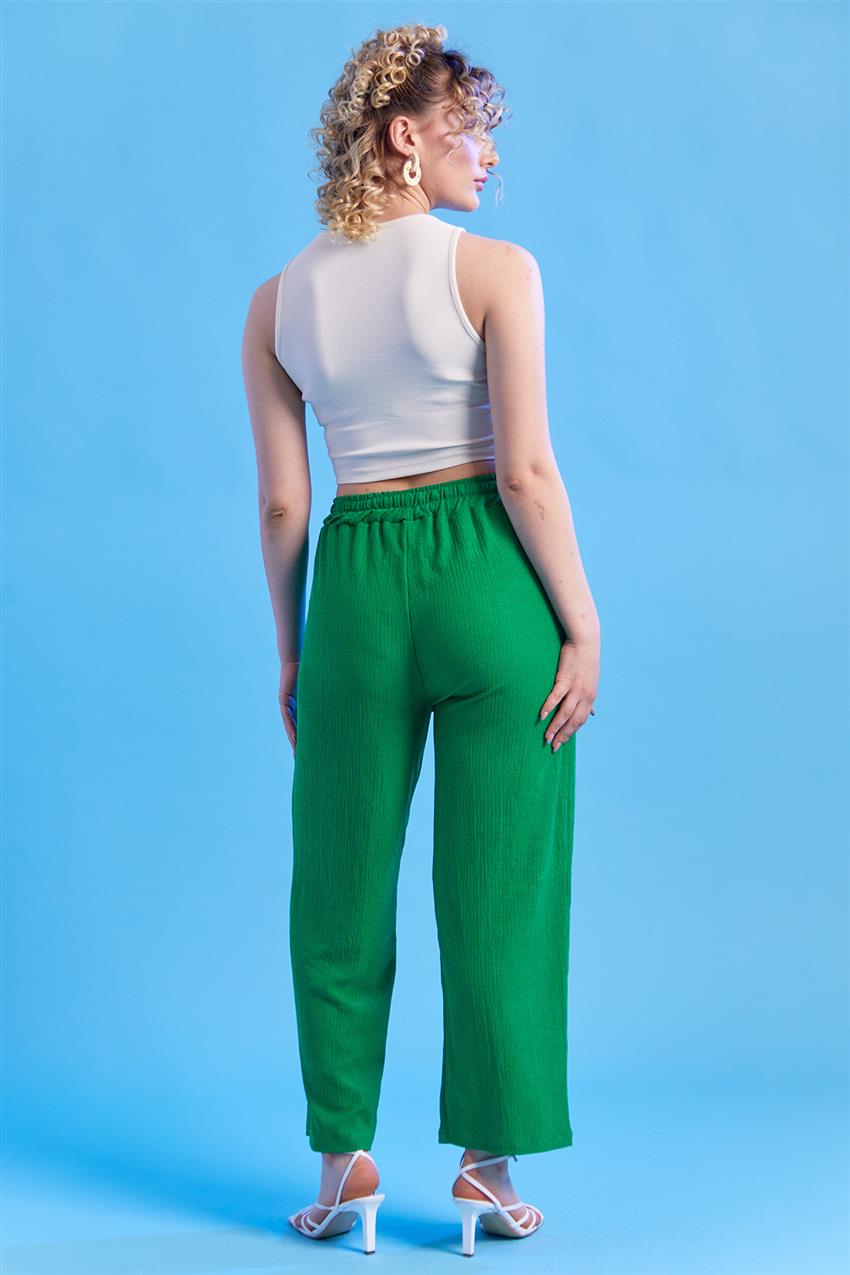 Kendinden Desenli Yeşil Pantolon