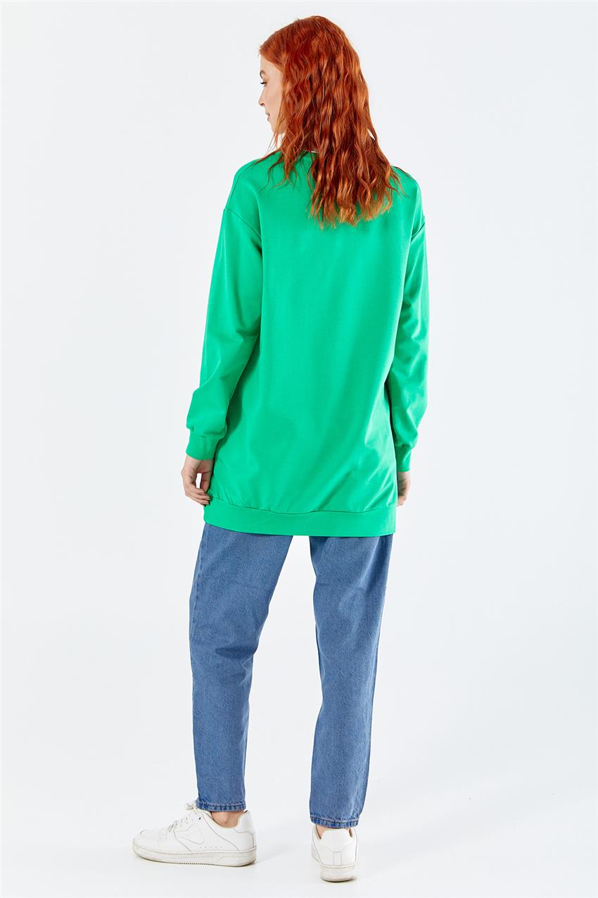 İki İplik Resim Baskılı Benetton Yeşil Sweatshirt