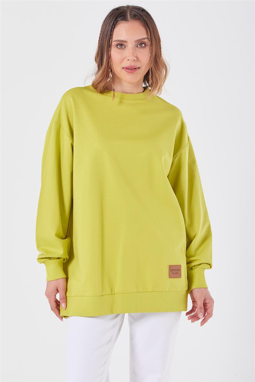 Basic Fıstık Yeşili Sweatshirt
