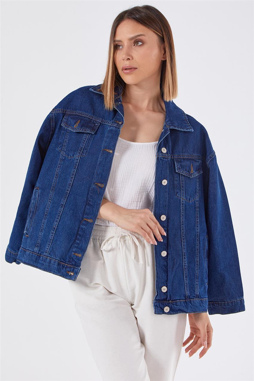 Basic Oversize Fit Mavi Jean Ceket