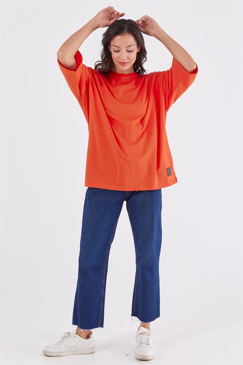 Oversize Basic Nar Çiçeği T-shirt