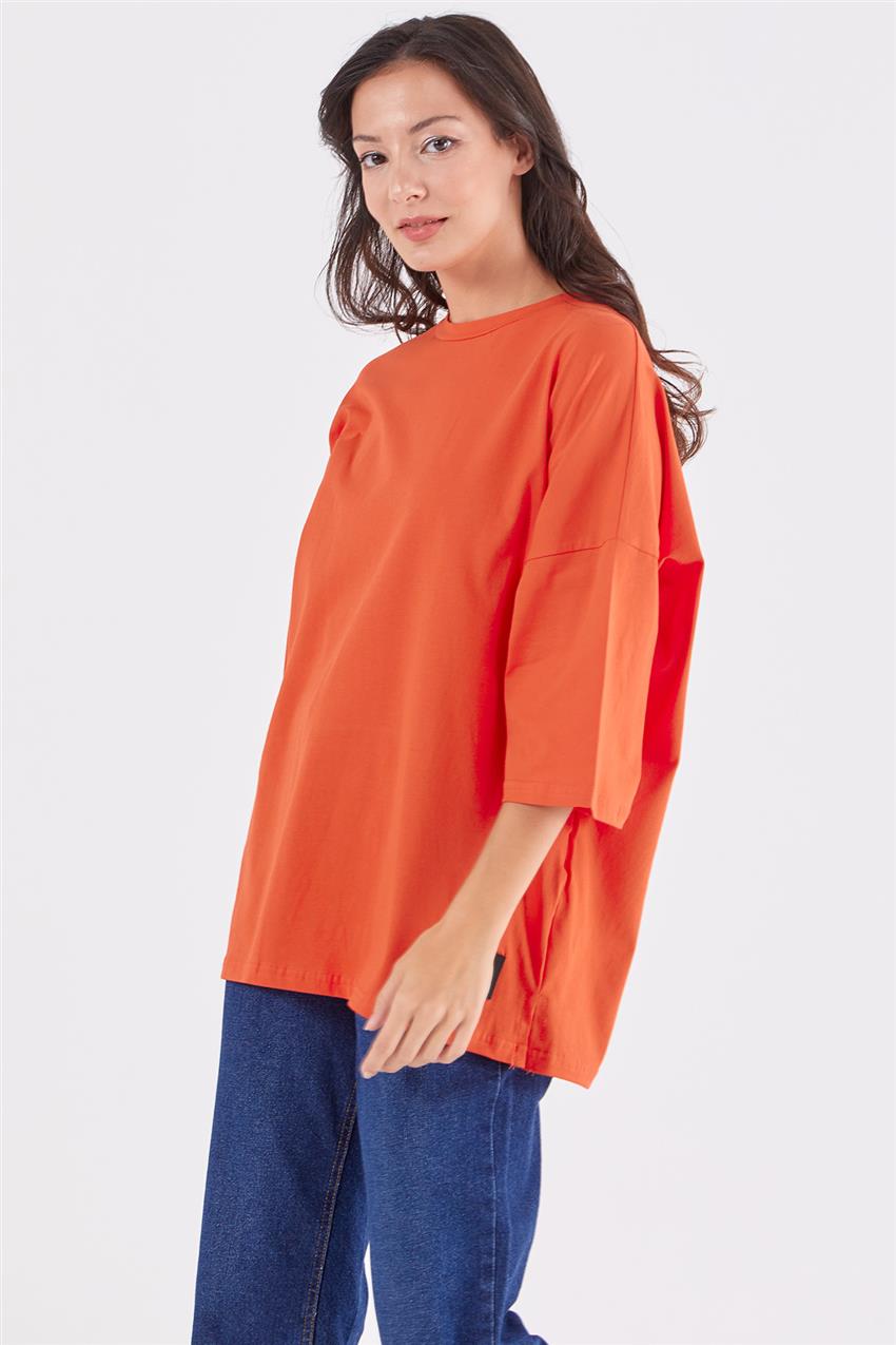 Oversize Basic Nar Çiçeği T-shirt