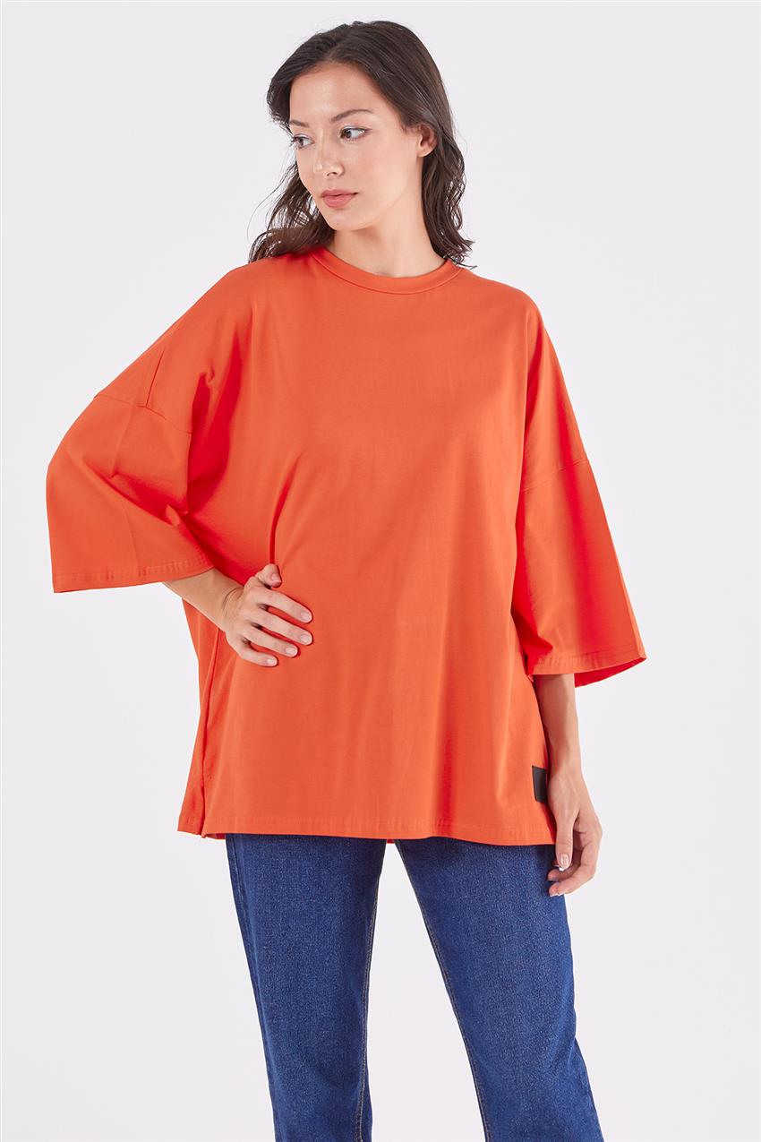 Oversize Basic Nar Çiçeği T-shirt