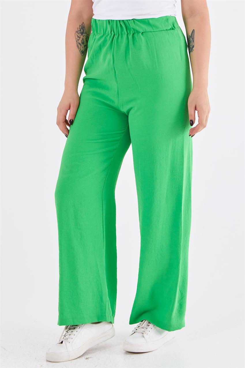 Beli Lastikli Yeşil Bol Pantolon 