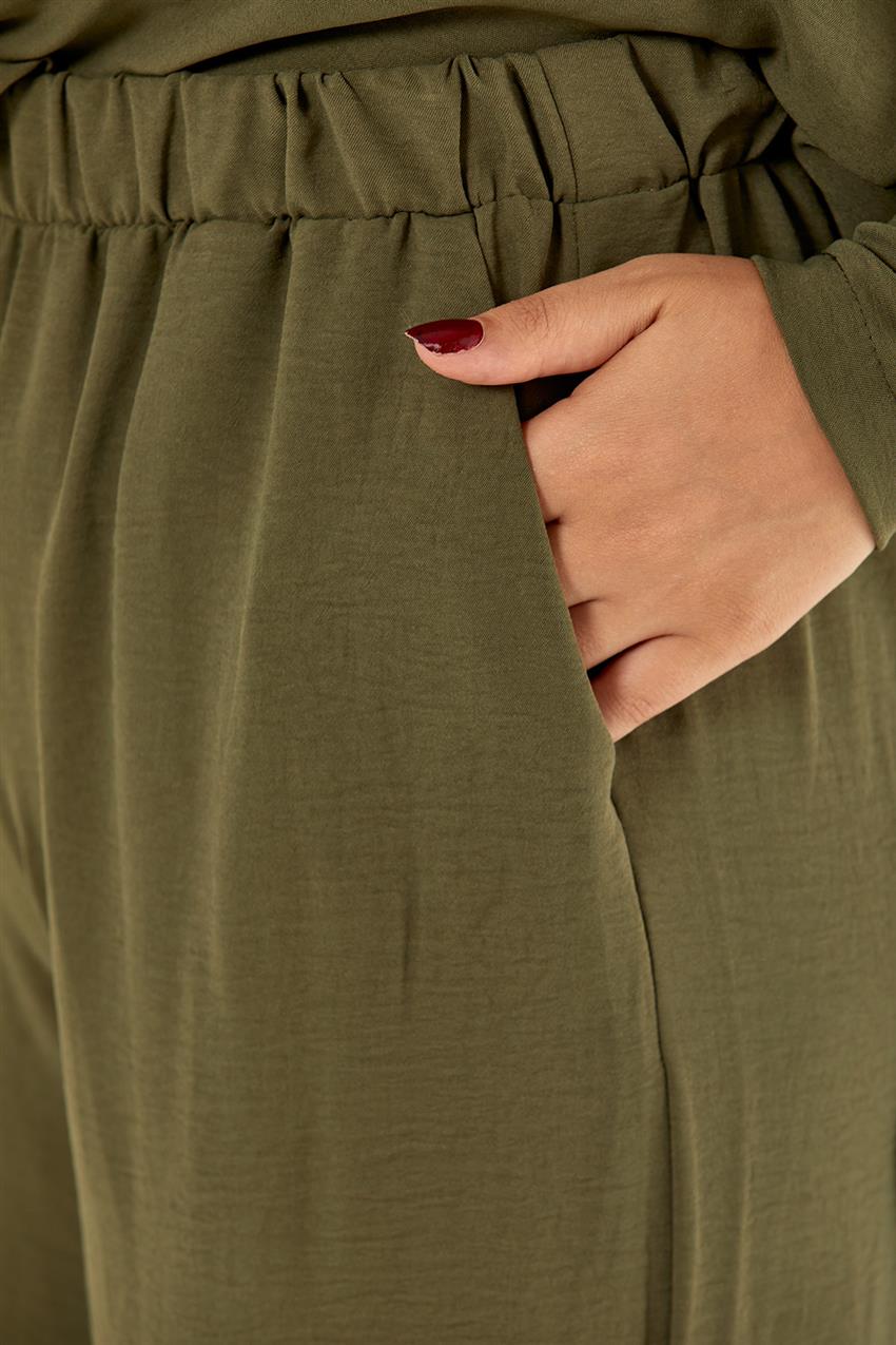 Garni Detaylı Tunik-Pantolon İkili Haki Takım