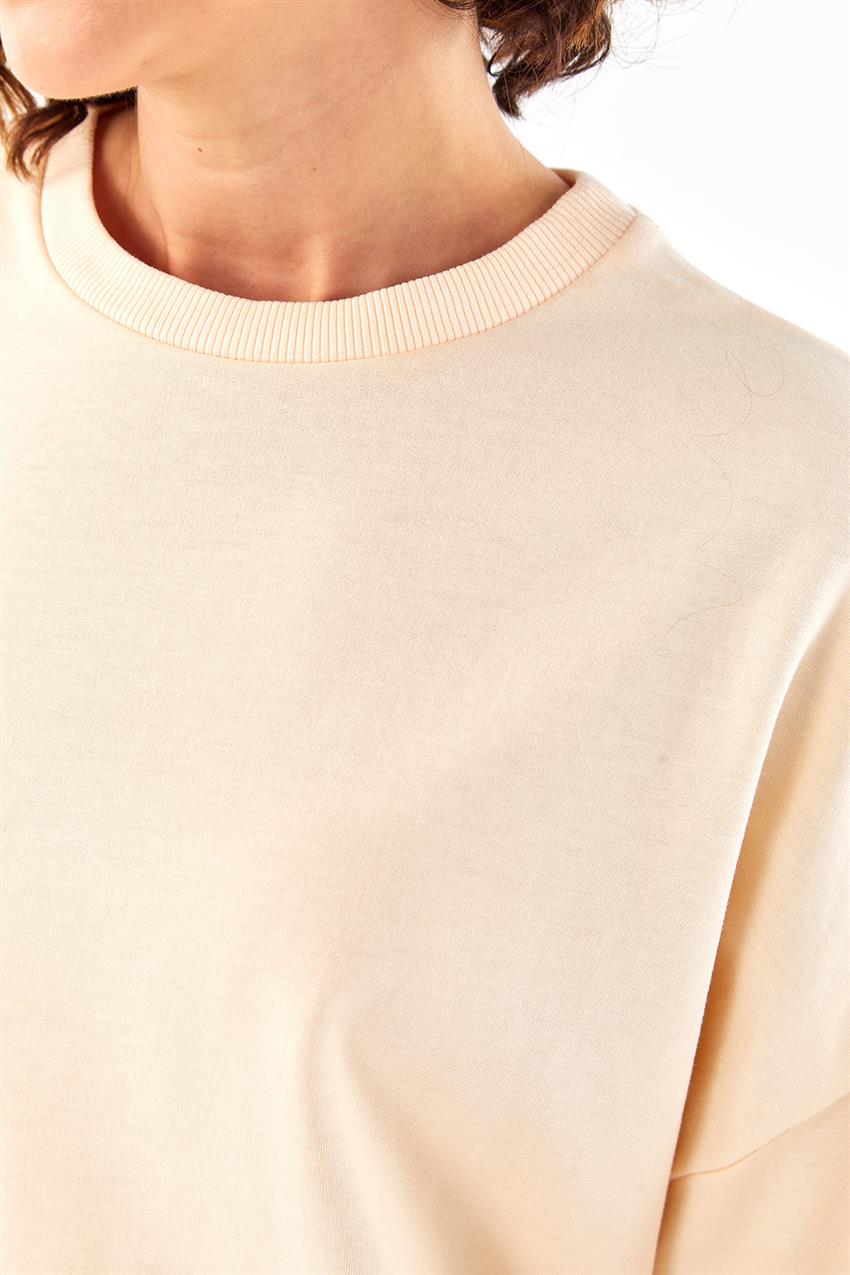 Oversize Basic Krem Sweatshirt