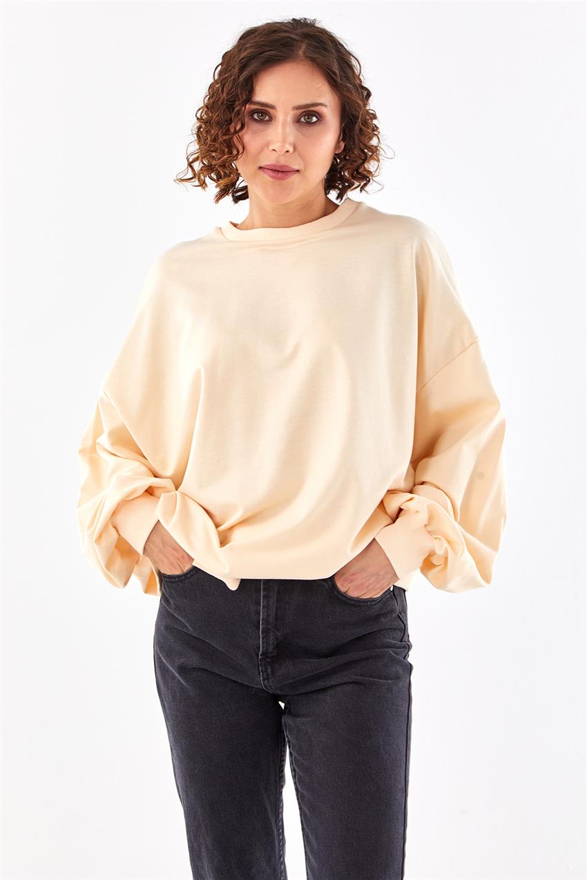 Oversize Basic Krem Sweatshirt