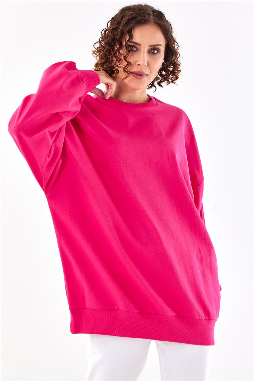 Oversize Basic Fuşya Sweatshirt
