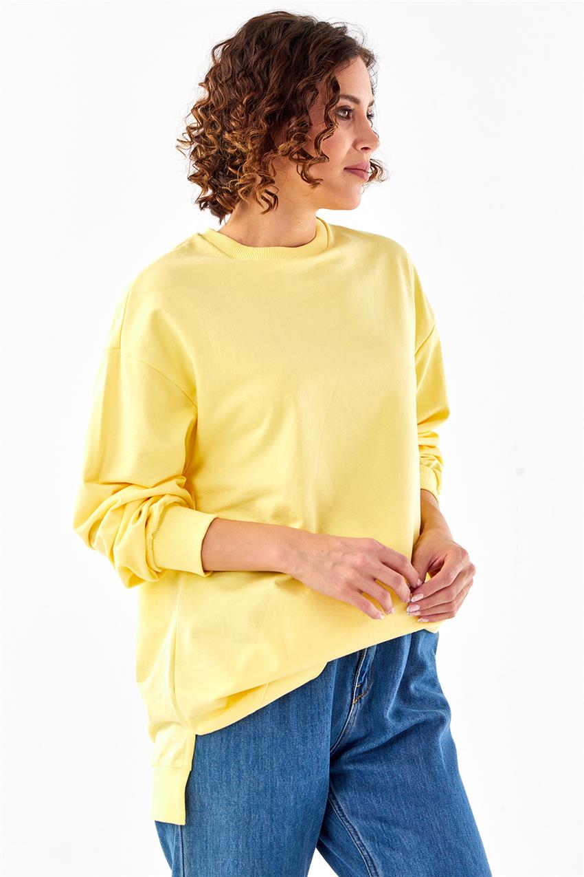 Basic Sarı Sweatshirt