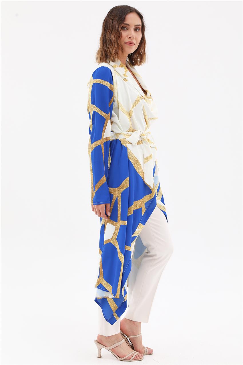 Tasarım Yaka Ekru-Saks Kimono