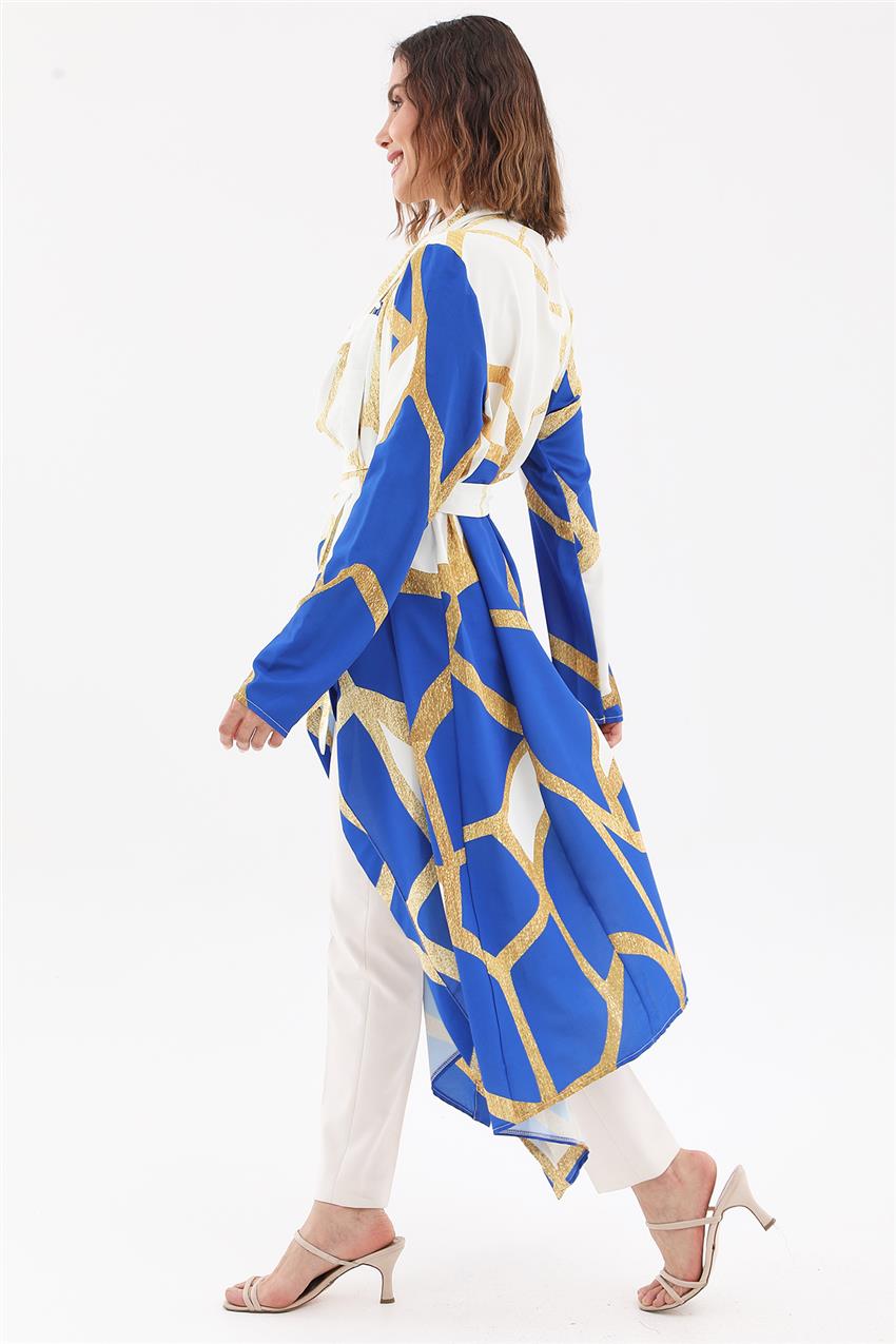 Tasarım Yaka Ekru-Saks Kimono