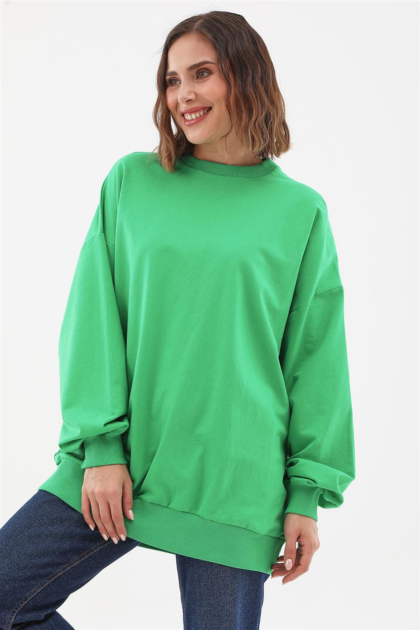 Oversize Basic Benetton Yeşili Sweatshirt