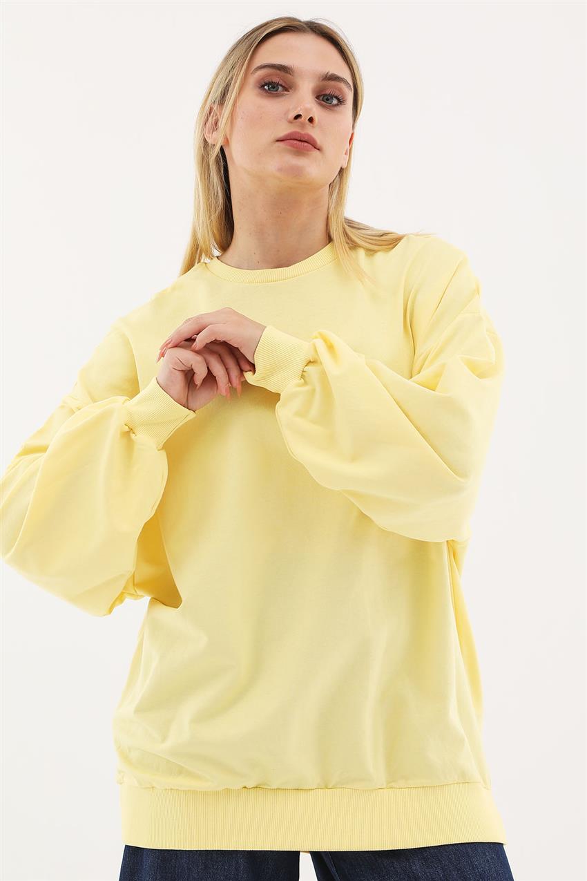 Oversize Basic Sarı Sweatshirt