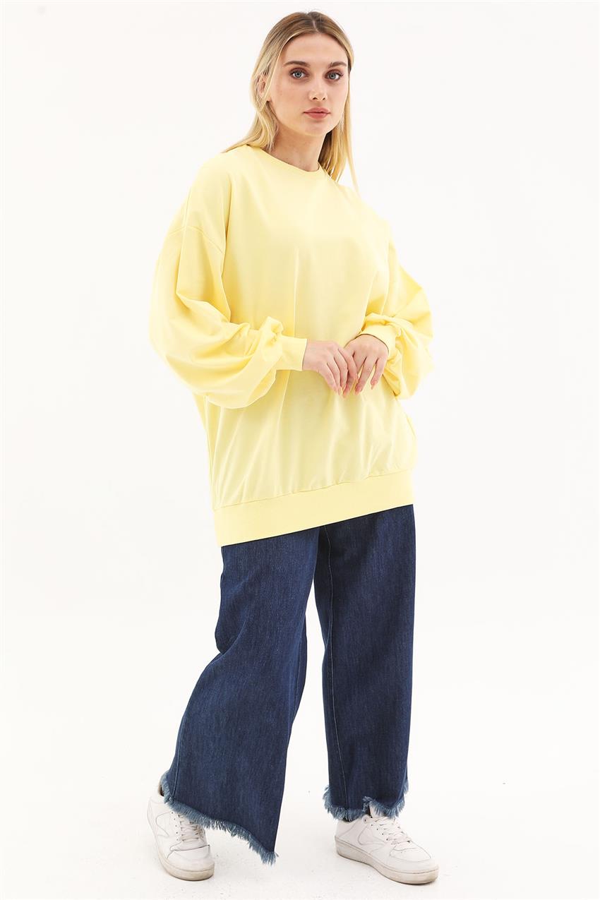 Oversize Basic Sarı Sweatshirt