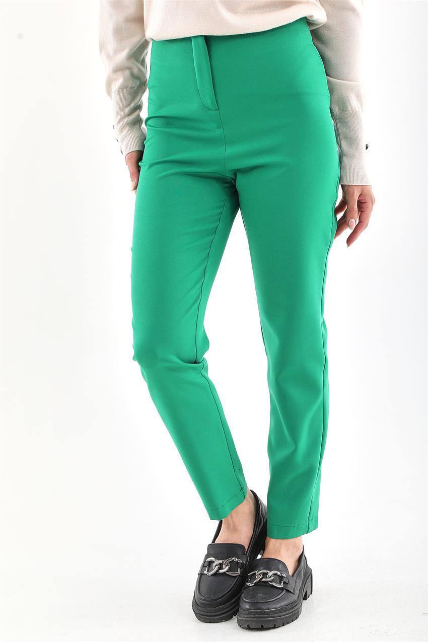 Yüksek Bel Yeşil Slim Fit Pantolon