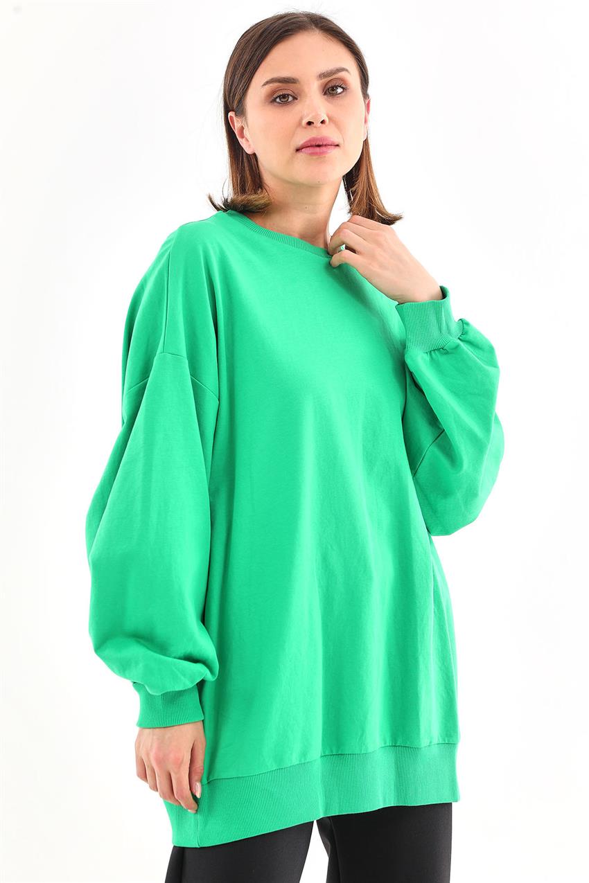 Oversize Basic Benetton Yeşili Sweatshirt